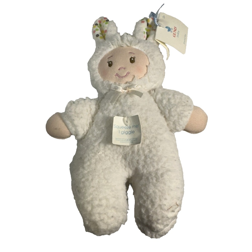 Gund Baby Little Doll Gigglers Soft Girl Pink Bow White Lamb Infant 7.5"